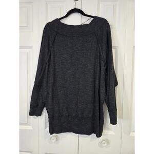 We The Free Shirt Womens L Gray Off Shoulder Raglan Sleeve Pullover Sweatshirt